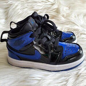 Nike Air Jordan Black/Blue Kid's 1 Retro High OG Patent Bred SZ 10C